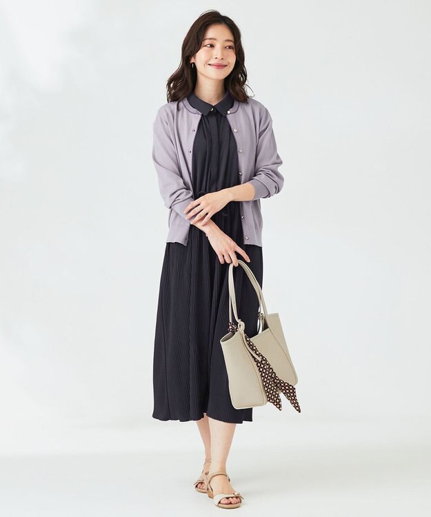 ANY SIS 【UVケア】エアリープリーツ ワンピース ネイビー