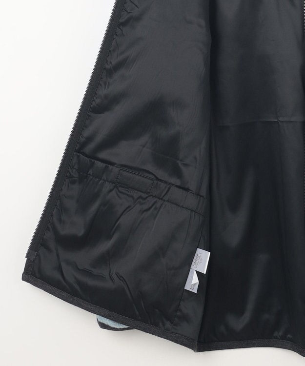 JOSEPH ABBOUD MOUNTAIN 【軽量/リサイクルウール使用】ヘリンボンウールフリース フーディ サックスブルー系