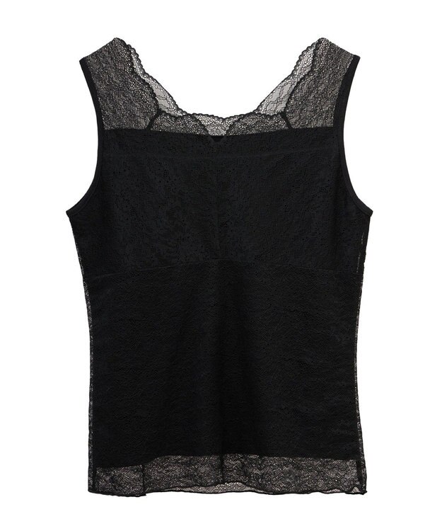 earth music&ecology 接触冷感２ｗａｙレースタンクトップ Black