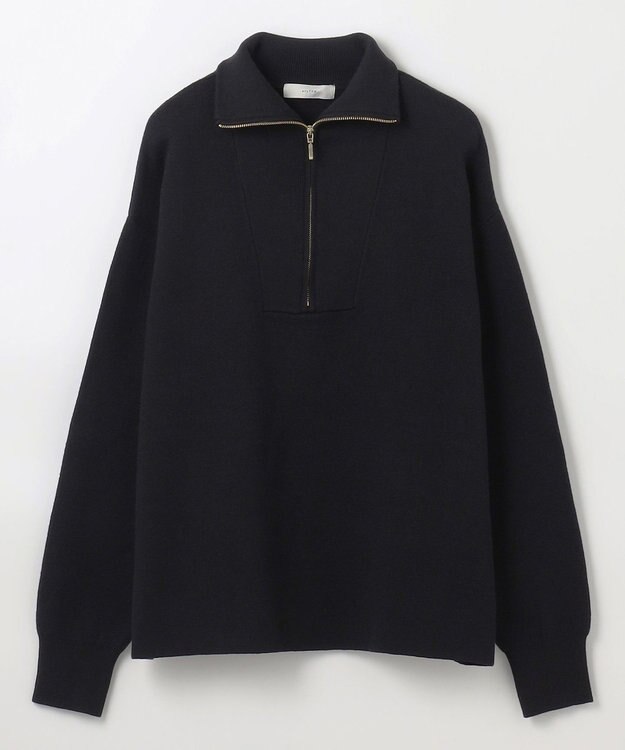 ANY スウェットライクハーフジップニット ブラック