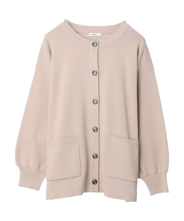 earth music&ecology クルーネックミドル丈カーディガン Beige