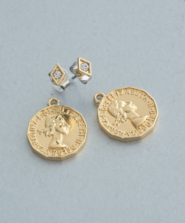 earth music&ecology ２WAYコインビジューピアス Gold