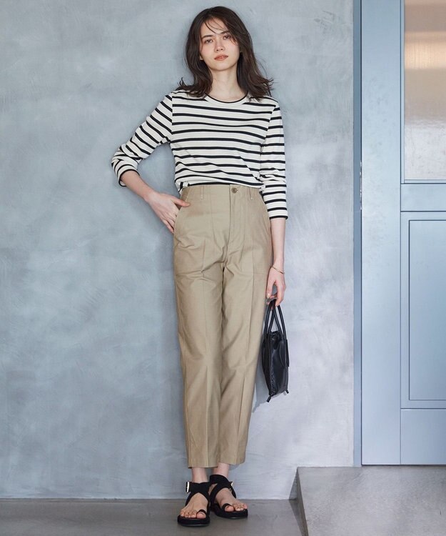 23区 【SLOW/洗える】バックサテンストレッチ ベイカーパンツ ベージュ系