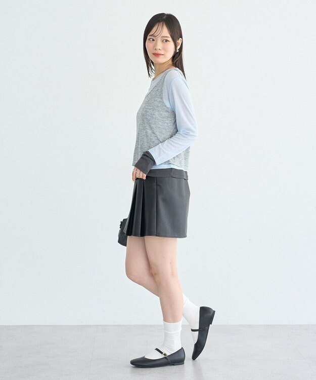 earth music&ecology SET2点ハイショクシアータンクトップ+ロンT Gray Mixture