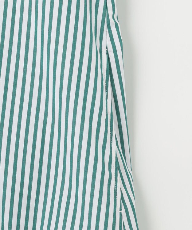 UNFILO 【洗える】イージーケア シャツワンピース グリーン×ホワイト