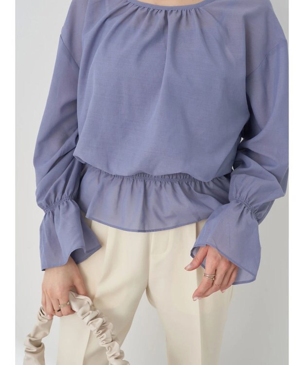 earth music&ecology シャーリングシアーブラウス Blue