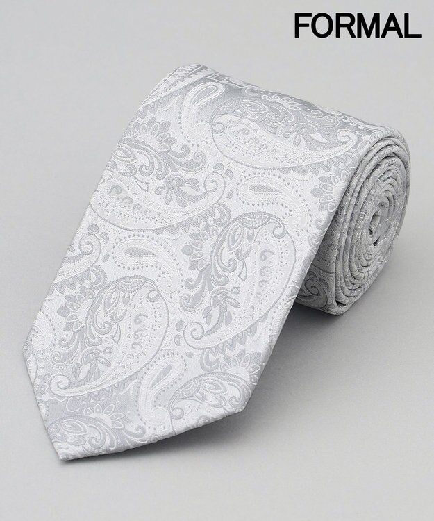 GOTAIRIKU 【WEAR BLACK】フォーマル用_ペイズリー ネクタイ ライトグレー系8