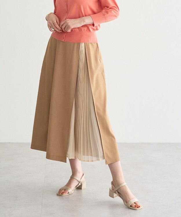 YECCA VECCA プリーツMIXフレアスカート Beige