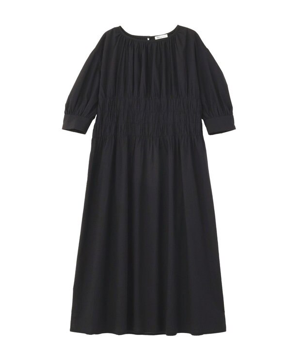 CRAFT STANDARD BOUTIQUE インド製 ハーフスリーブシャーリングワンピース Black