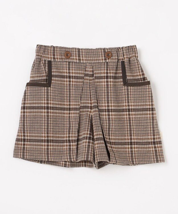 組曲 KIDS 【110-140㎝】レディチェック キュロット ブラウン