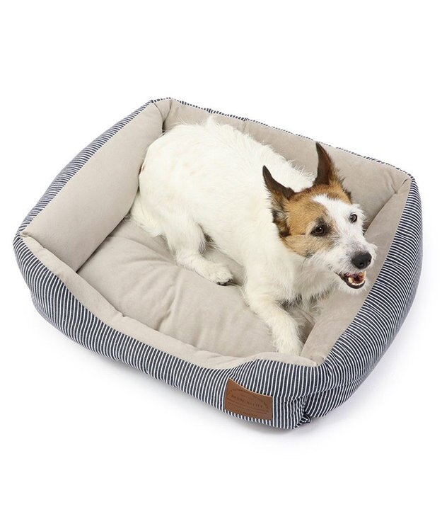 PET PARADISE ヒッコリー ベッド カドラー (57×45cm) 【小型犬】 紺（ネイビー・インディゴ）