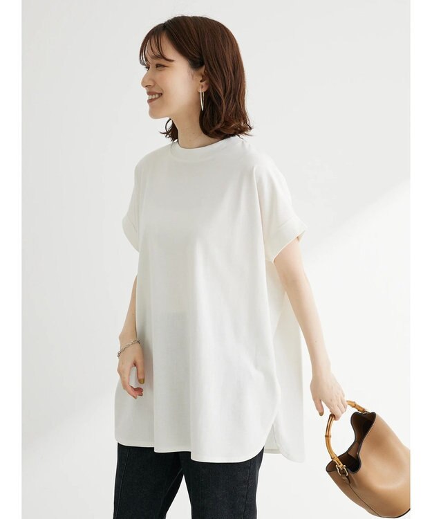 Green Parks 汗じみ防止Ｗカフスフレンチチュニック Off White