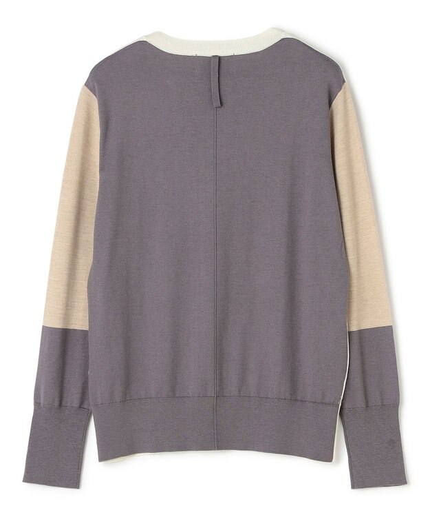 BEIGE， CHLOR / ウールシルク配色クルーネックニット Ecru
