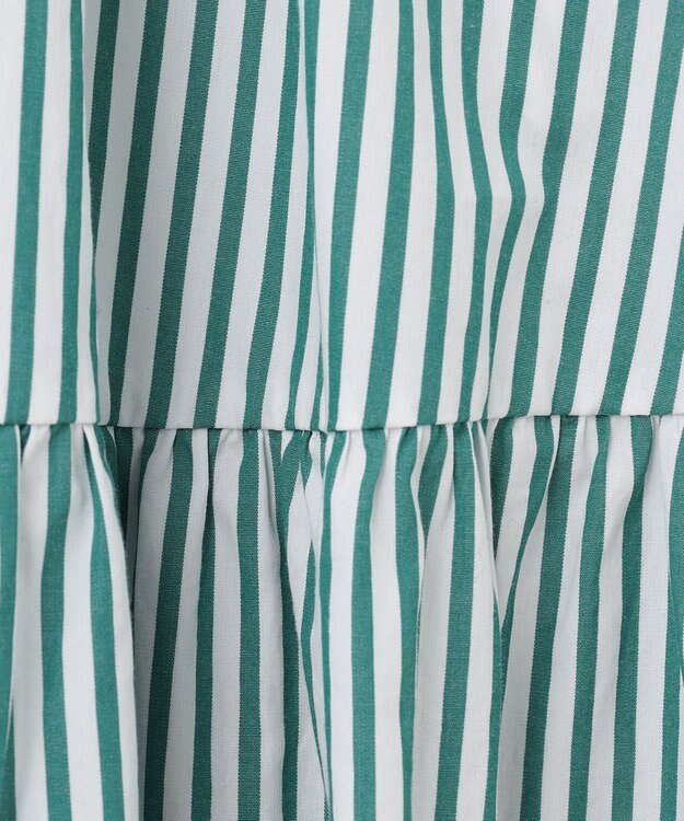 UNFILO 【洗える】イージーケア シャツワンピース グリーン×ホワイト