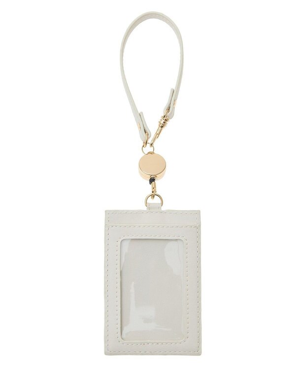 Maison de FLEUR クリアストーンリボンリールパスケース Off White