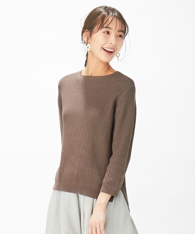 J.PRESS LADIES L 【洗える】コットン地柄 ニット モカ