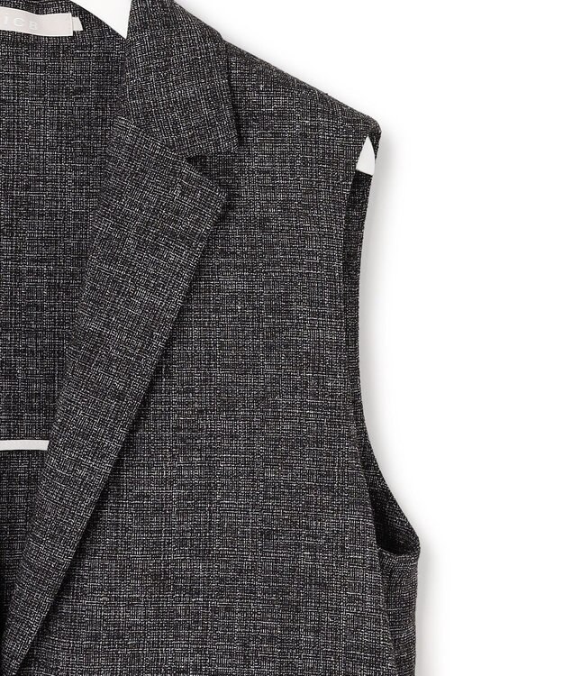 ICB L ミックスブッチャー バックスリットジレ ブラック×オフホワイト