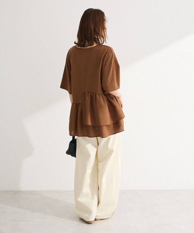 Green Parks アソート柄ドッキングプルオーバー Brown