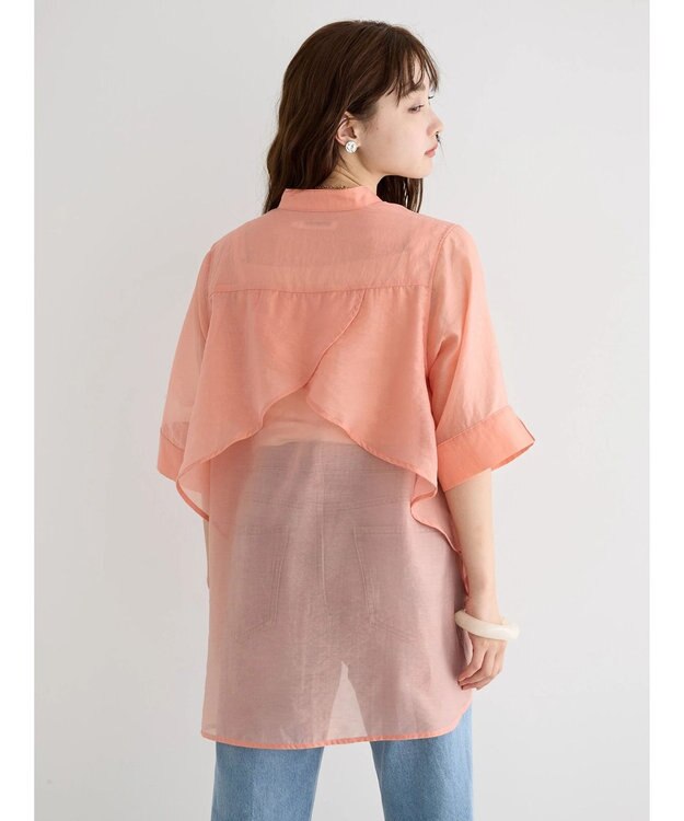 AMERICAN HOLIC シアーバックフレアＷポケットシャツチュニック Pink