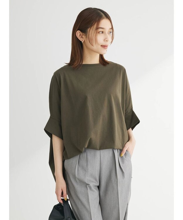 Green Parks 冷っとすずやか　ドルマンカット５分袖プルオーバー Khaki