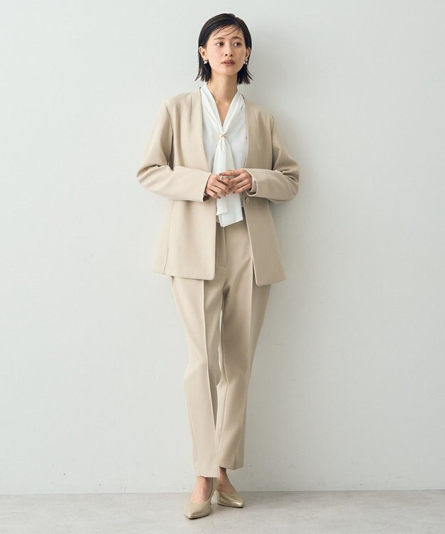 YECCA VECCA ストレッチノーカラージャケット Light Beige