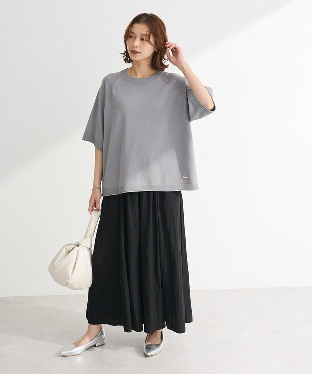 Green Parks トレーナー風ニットプルオーバー Gray