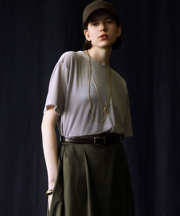 23区 S 【洗える】シアーベロア リラックス Tシャツ ライトグレー系