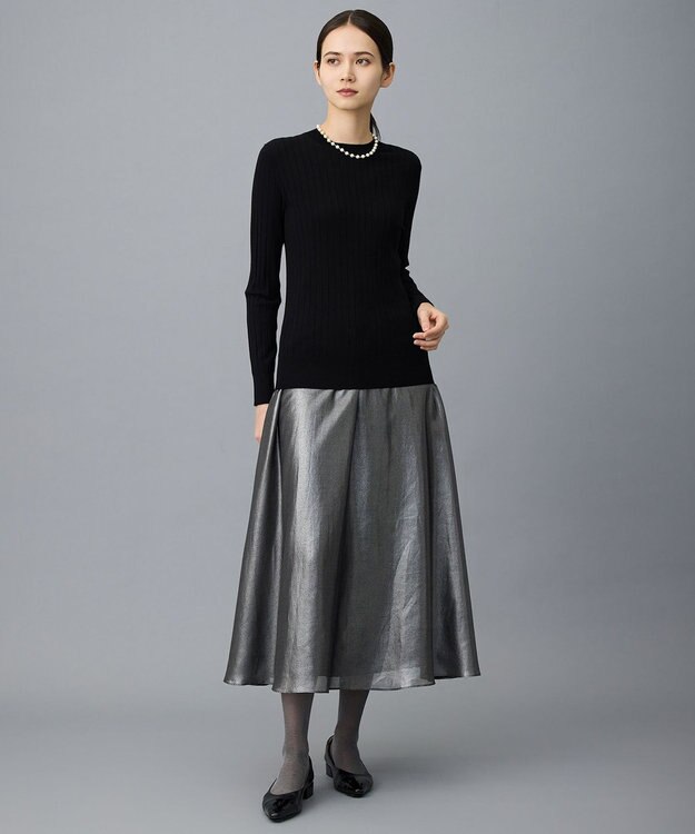 自由区 S レーヨンストレッチリブインナー ニット ブラック