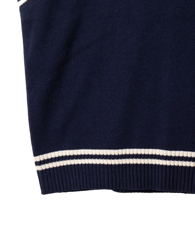 WEGO 【SCHOOL ITEM】メンズラインスクールニットベスト ネイビー