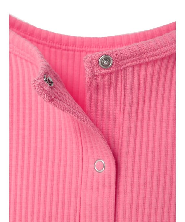 earth music&ecology ドットボタン５分袖リブプルオーバー Pink