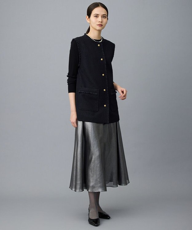 自由区 S レーヨンストレッチリブインナー ニット ブラック