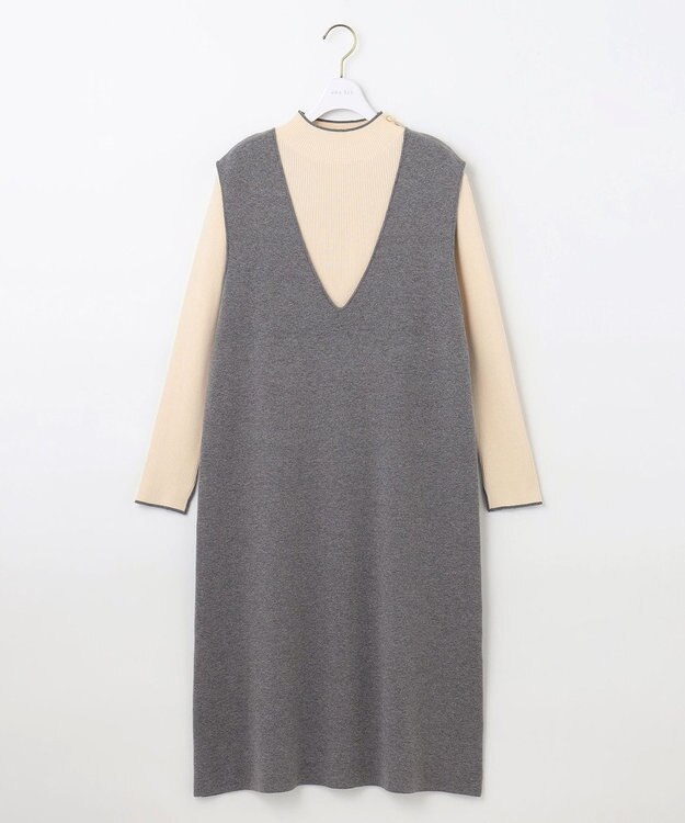 ANY SIS 【大人百花掲載 ヨンアさん着用】2SET ニットジャンスカ セット ライトグレー×アイボリー