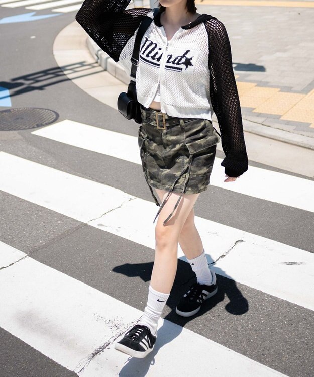 WEGO メッシュラグランニットパーカー ブラック