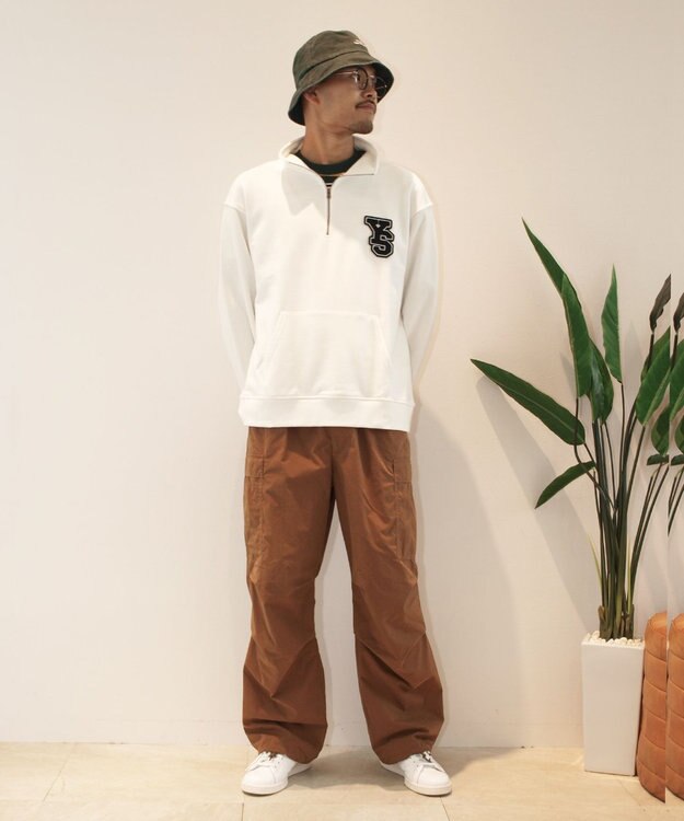 J.PRESS YORK STREET 【UNISEX】裏毛ロゴハーフジップ スウェット アイボリー系