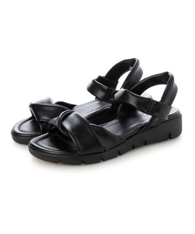 ing <ing>「もちっと新感覚」ソフトストレッチサンダル ブラック