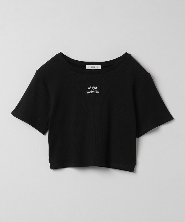 WEGO ワンポイントデザインリブT ブラック
