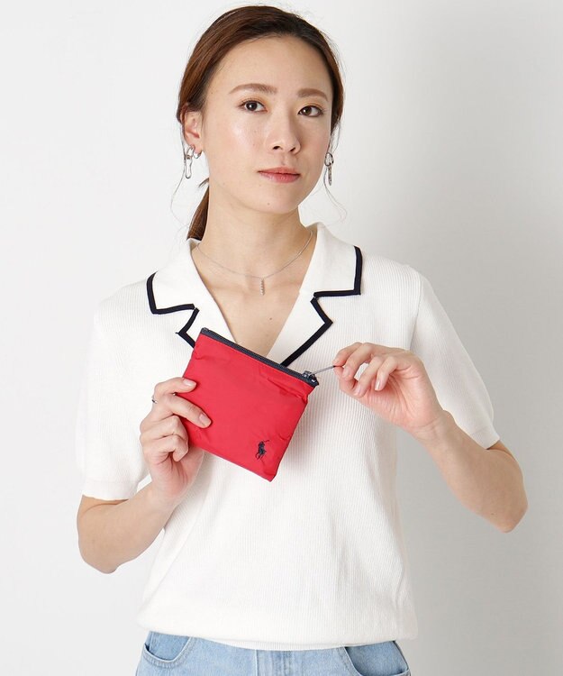MOONBAT POLO RALPH LAUREN ポロポニー 刺繍 ポーチ付きレインバック レッド