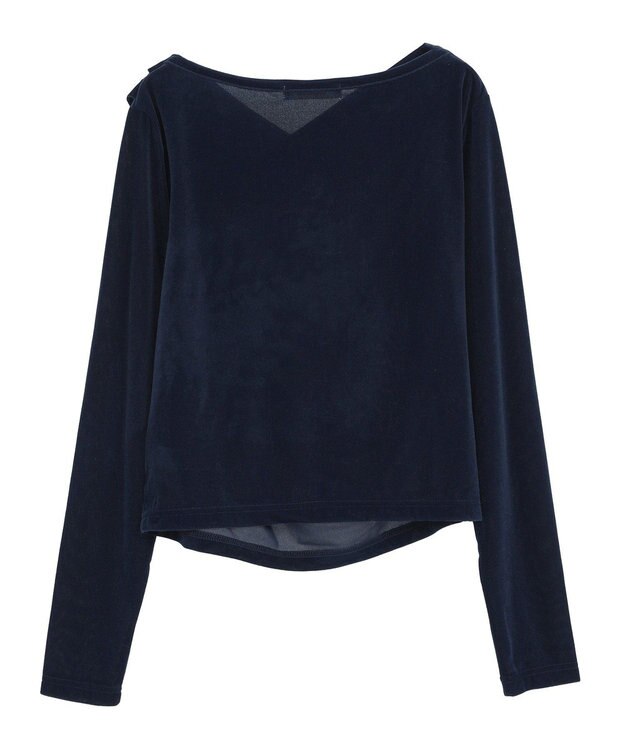 Green Parks シアーベロアオフショル長袖プルオーバー Navy