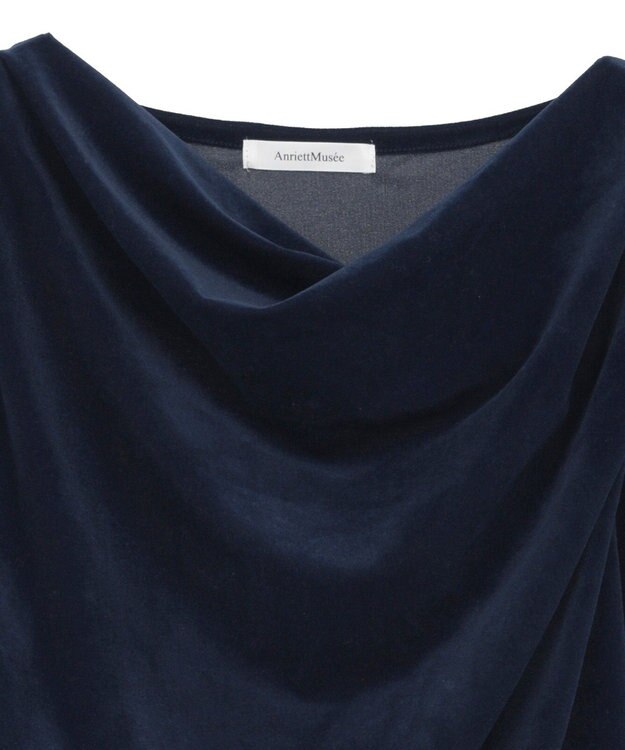 Green Parks シアーベロアオフショル長袖プルオーバー Navy