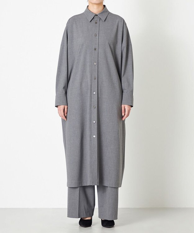 NAVE 【ReNAVE】ウォッシャブルツイル シャツドレス チャコール系