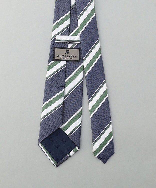 GOTAIRIKU GOTAIRIKU別注【日本製】シルク ネクタイ_レジメンタル柄 ネイビー系1