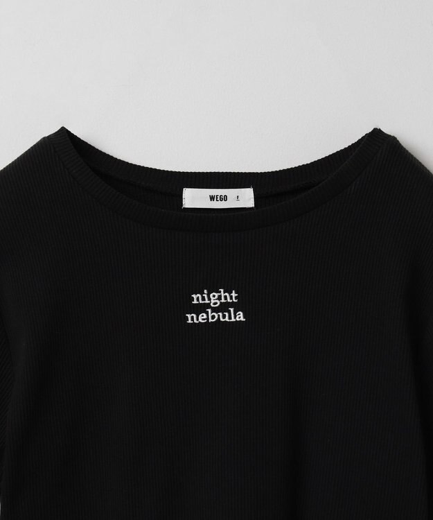 WEGO ワンポイントデザインリブT ブラック