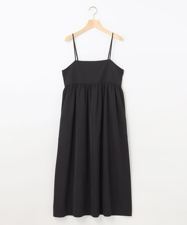 組曲 S 【洗える】タフタギャザーキャミソールワンピース ブラック系