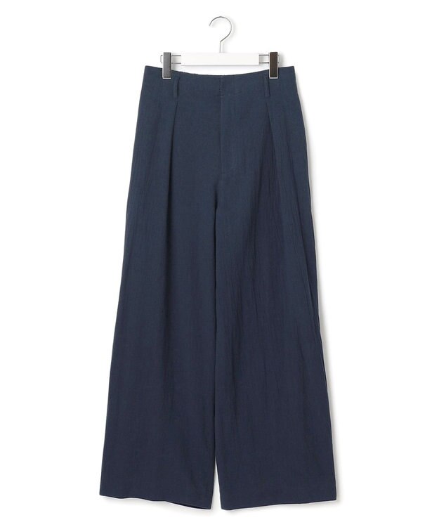 J.PRESS YORK STREET 【WOMEN】コットンワッシャータックワイド パンツ ネイビー系