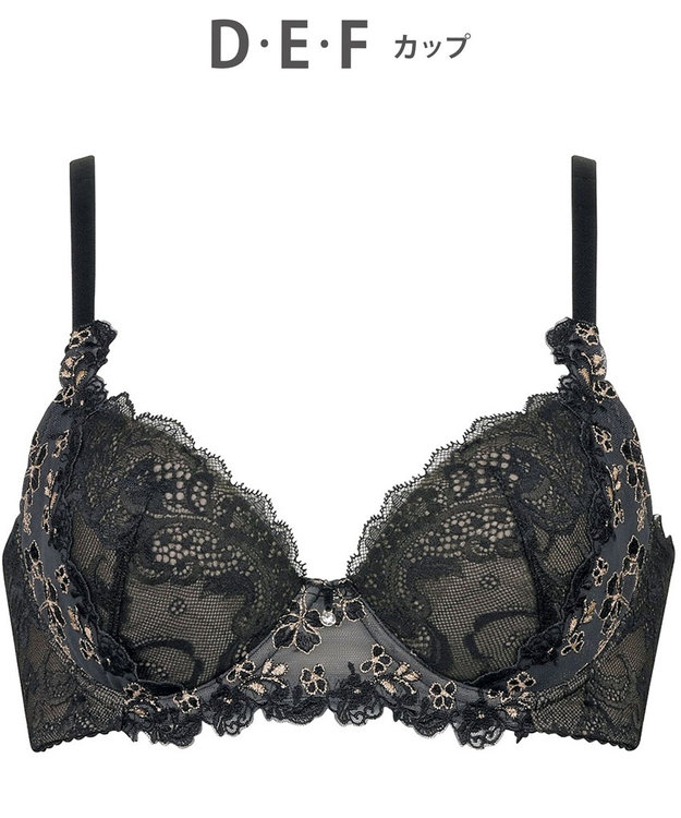 Wing ブラジャー Wing Lesiage 脇すっきりの着やせシルエット 背中の段差・脇のハミ肉軽減 【2920シリーズ】 Gカップまで対応 大きいサイズ ブラ PB2921 ウイング／ワコール ブラック