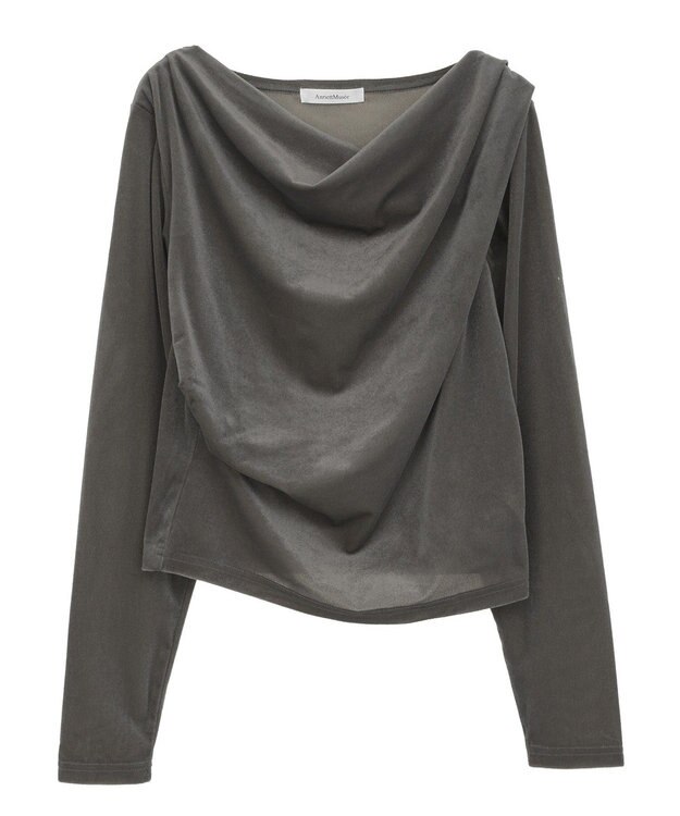 Green Parks シアーベロアオフショル長袖プルオーバー Gray