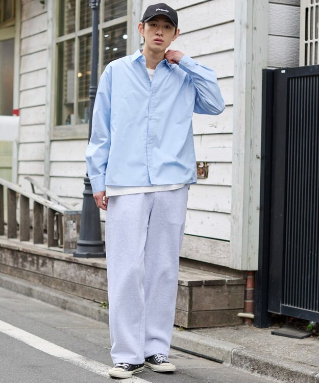 WEGO 【ユニセックス着用ITEM/MLサイズ展開】クロップドブロードシャツ サックス