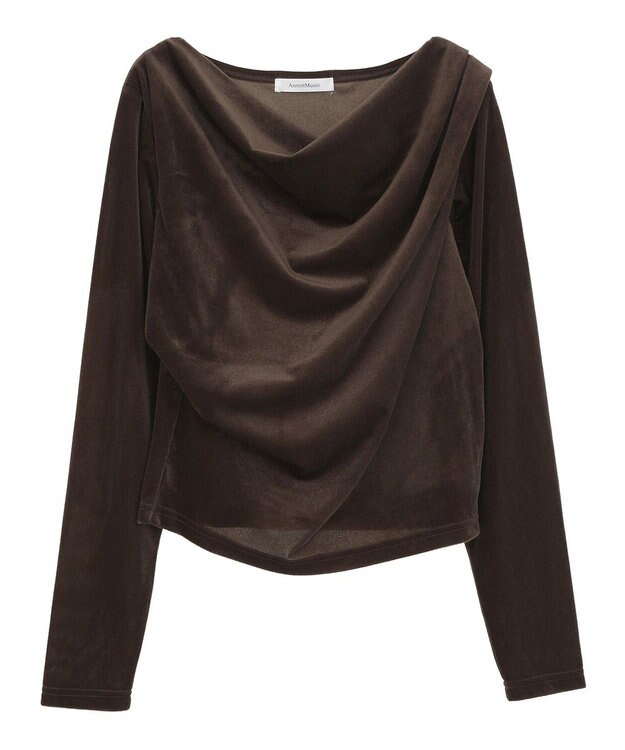 Green Parks シアーベロアオフショル長袖プルオーバー Brown