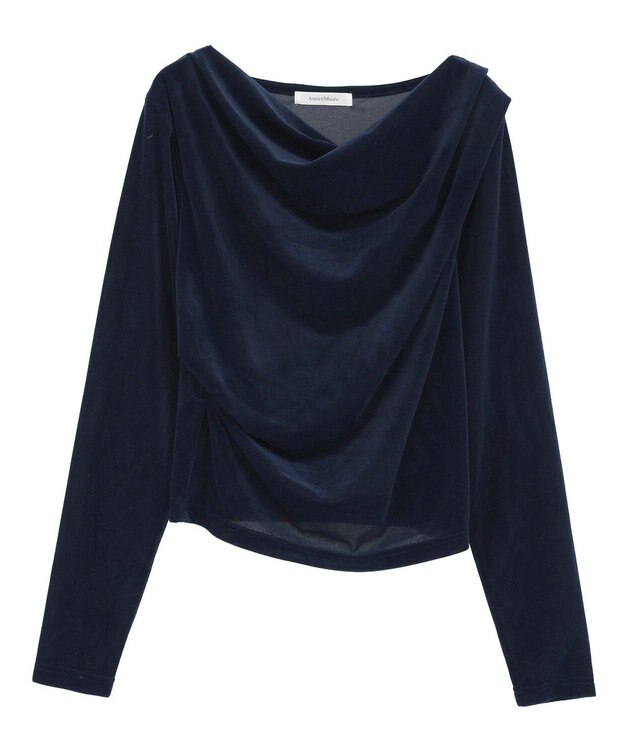 Green Parks シアーベロアオフショル長袖プルオーバー Navy