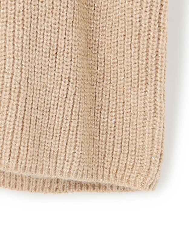 23区 L 【洗える】スパンコールバルキー クロップド ニット ベージュ系